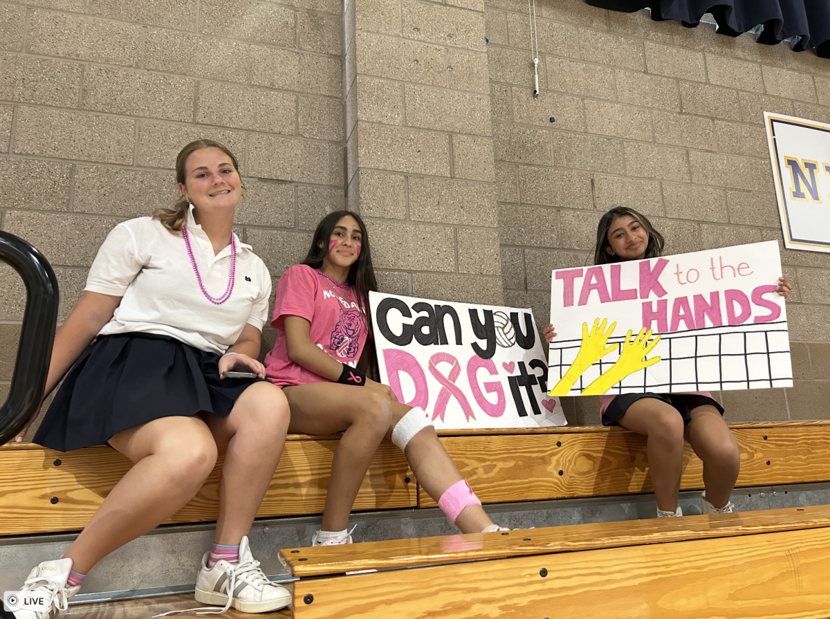 The Dig Pink Club setting up for the Dig Pink games. 